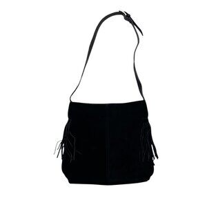 Ego Black Faux Suede Fringe Bag Western Boho Shoulder Bag